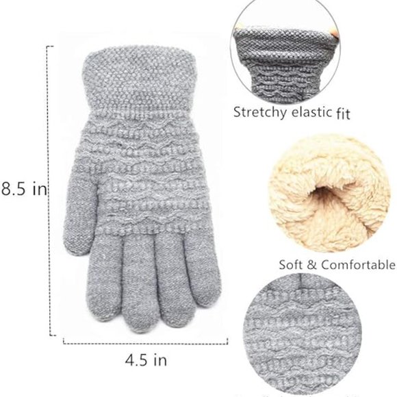Winter Warm Touch Screen Gloves Womens Thermal Cable Knit Wool Fleece Lined Glo - Picture 5 of 6